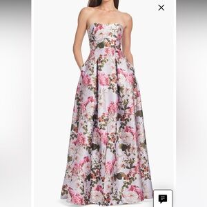 new Sachin and Babi Giovanna structured strapless gown in periwinkle and petals